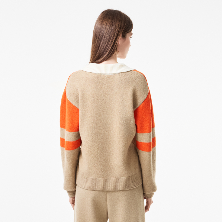 Женский шерстяной свитер Lacoste с v-образным вырезом