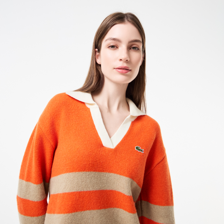 Женский шерстяной свитер Lacoste с v-образным вырезом