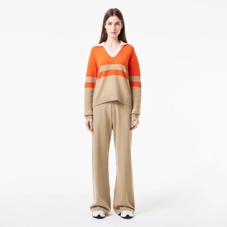 Женский шерстяной свитер Lacoste с v-образным вырезом