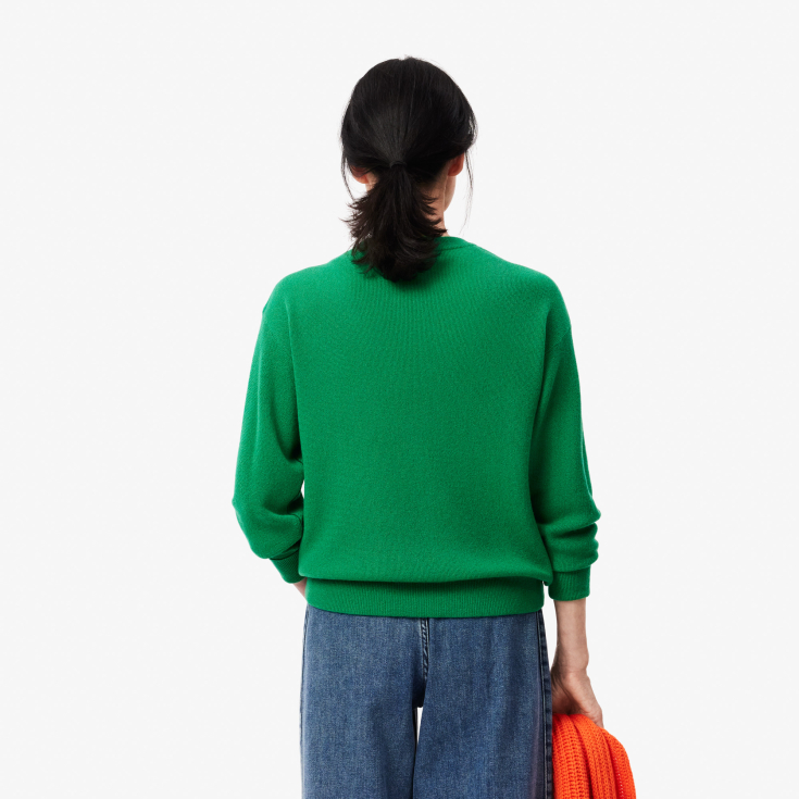 Женский шерстяной свитер Lacoste с круглым вырезом