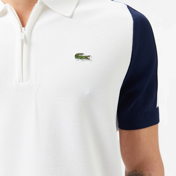 Мужское трикотажное поло Lacoste из вискозы на молнии