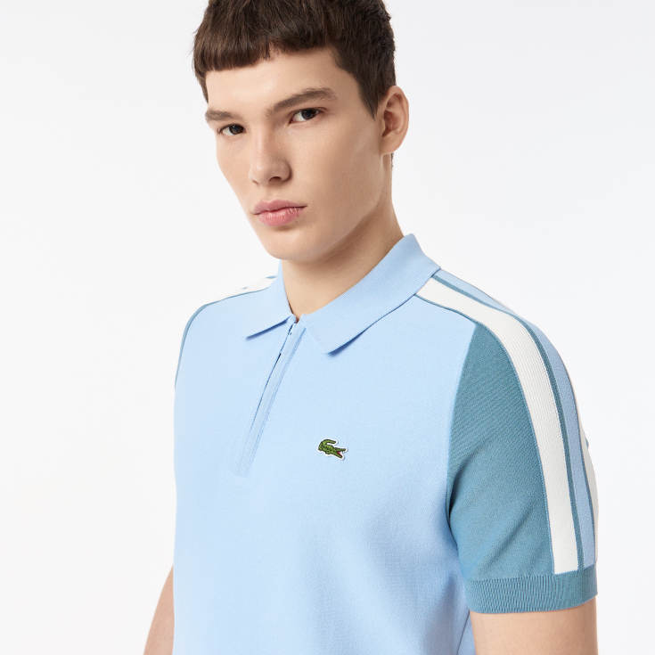 Мужское трикотажное поло Lacoste из вискозы на молнии