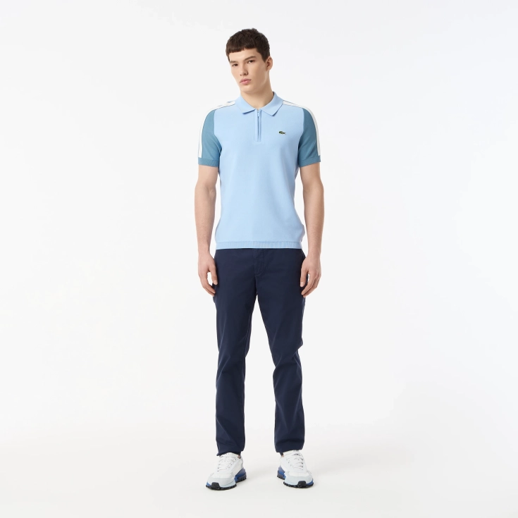 Мужское трикотажное поло Lacoste из вискозы на молнии