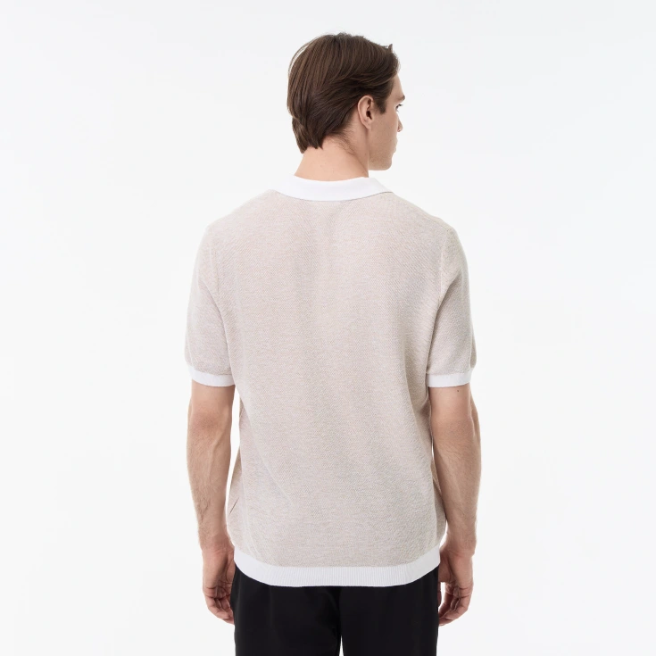 Мужское трикотажное поло Lacoste из смеси органического хлопка и льна