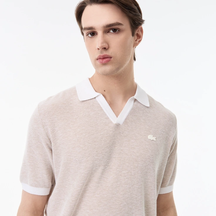 Мужское трикотажное поло Lacoste из смеси органического хлопка и льна