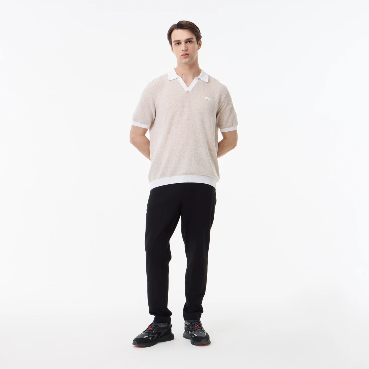 Мужское трикотажное поло Lacoste из смеси органического хлопка и льна