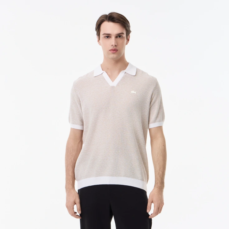 Мужское трикотажное поло Lacoste из смеси органического хлопка и льна
