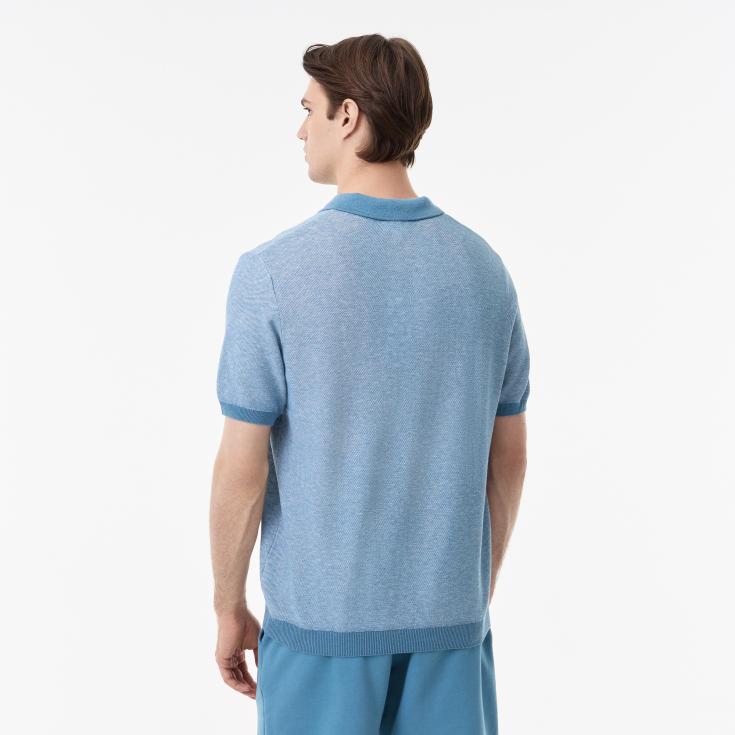 Мужское трикотажное поло Lacoste из смеси органического хлопка и льна