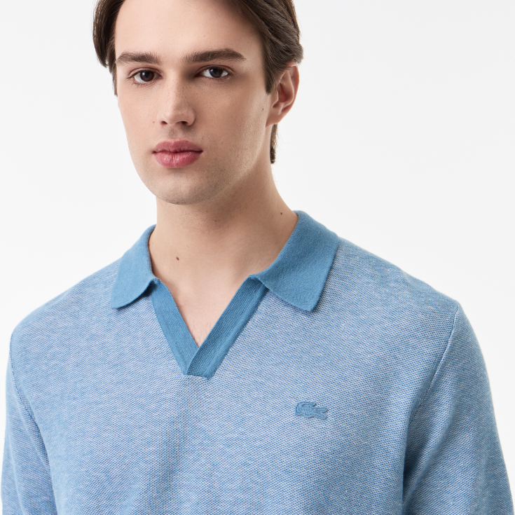 Мужское трикотажное поло Lacoste из смеси органического хлопка и льна