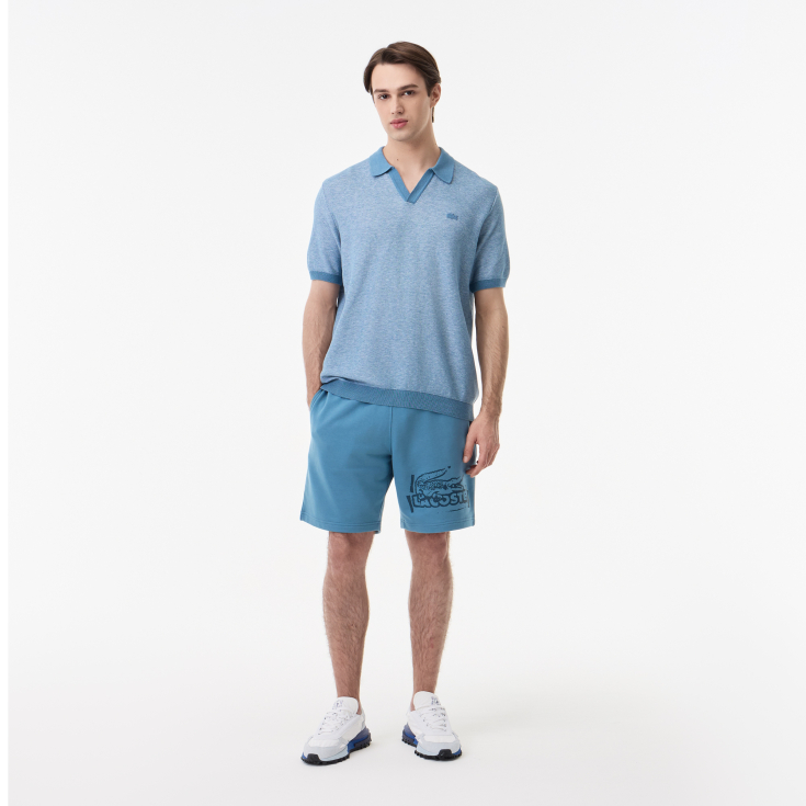 Мужское трикотажное поло Lacoste из смеси органического хлопка и льна