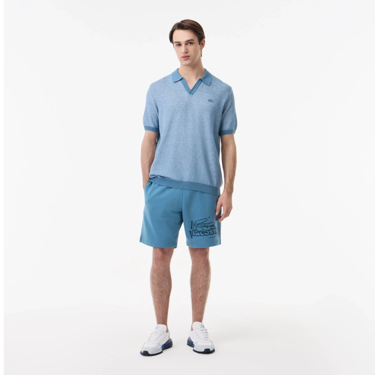 Мужское трикотажное поло Lacoste из смеси органического хлопка и льна