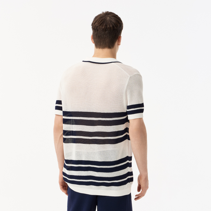 Мужское вязаное поло Lacoste в полоску