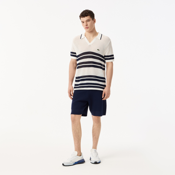 Мужское вязаное поло Lacoste в полоску
