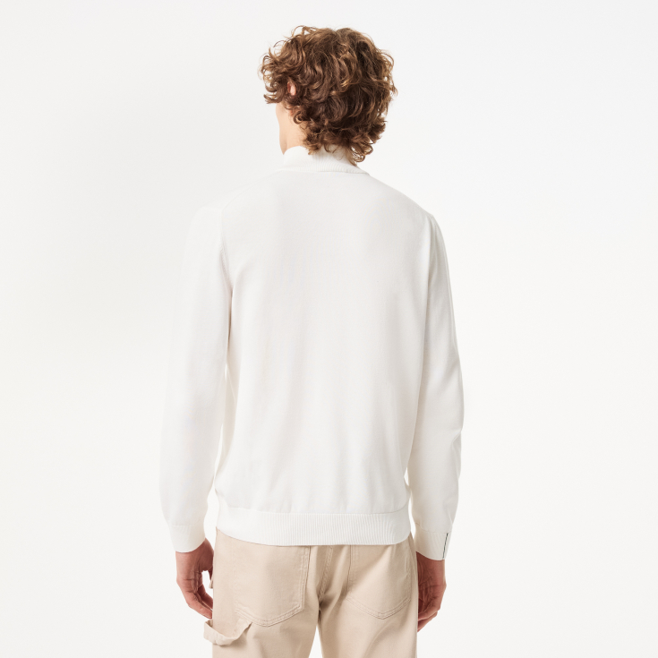 Мужской хлопковый свитер Lacoste на молнии с высоким воротом