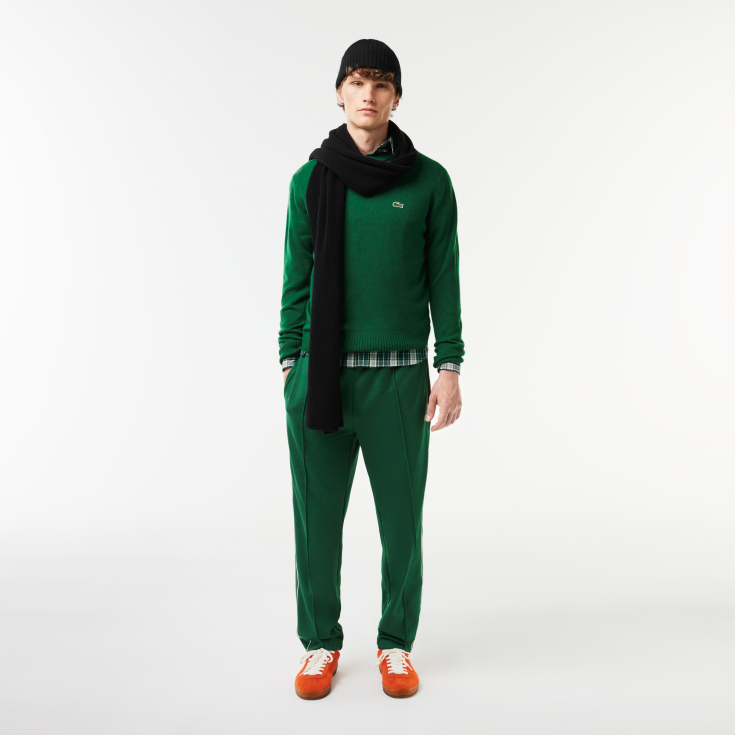 Мужской шерстяной свитер Lacoste с круглым вырезом