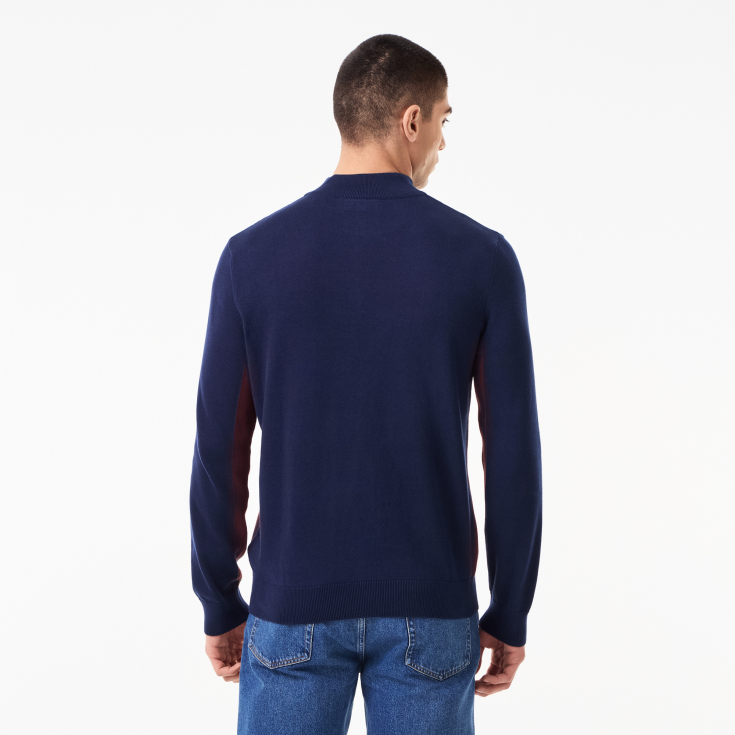 Мужской хлопковый свитер Lacoste на молнии с высоким воротом