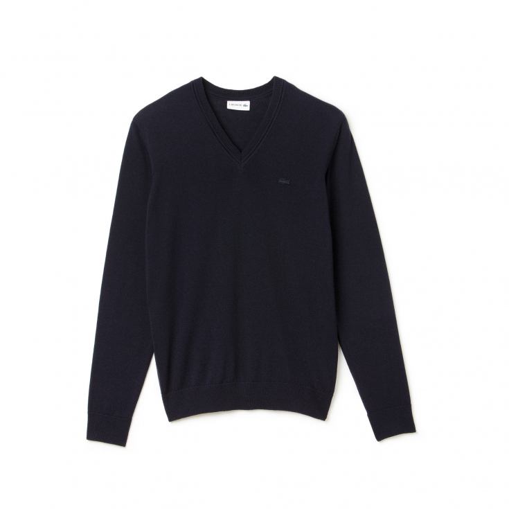 Мужской шерстяной свитер Lacoste с v-образным вырезом