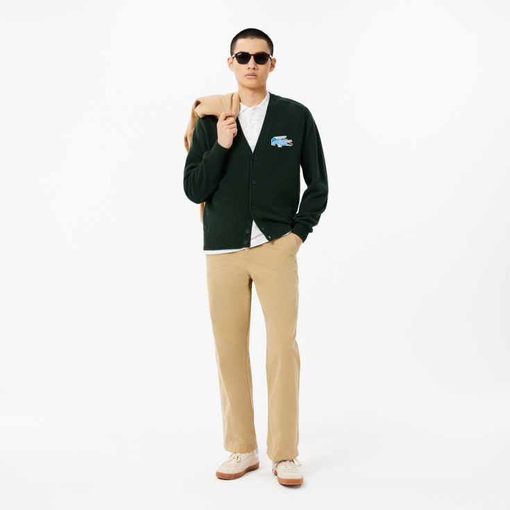 Мужской кардиган Lacoste из кардочесаной шерсти