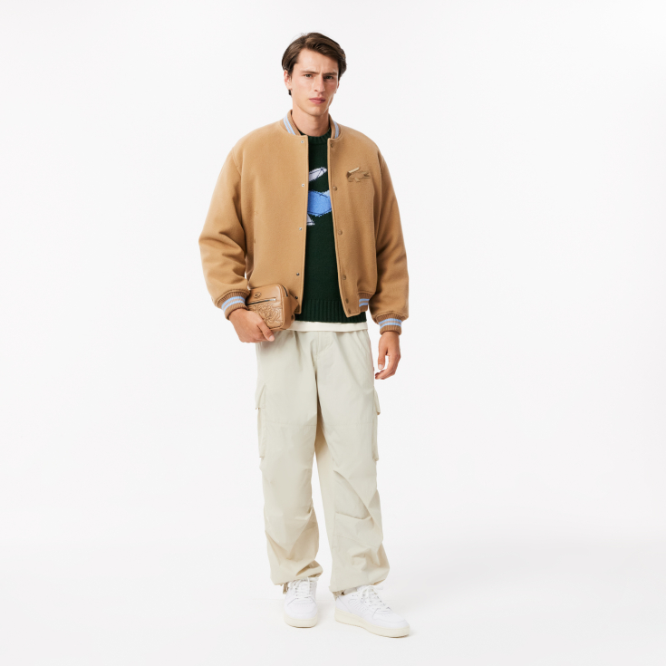 Мужской шерстяной свитер Lacoste с круглым вырезом