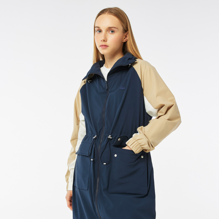 Женская двухцветная парка Lacoste с поясом