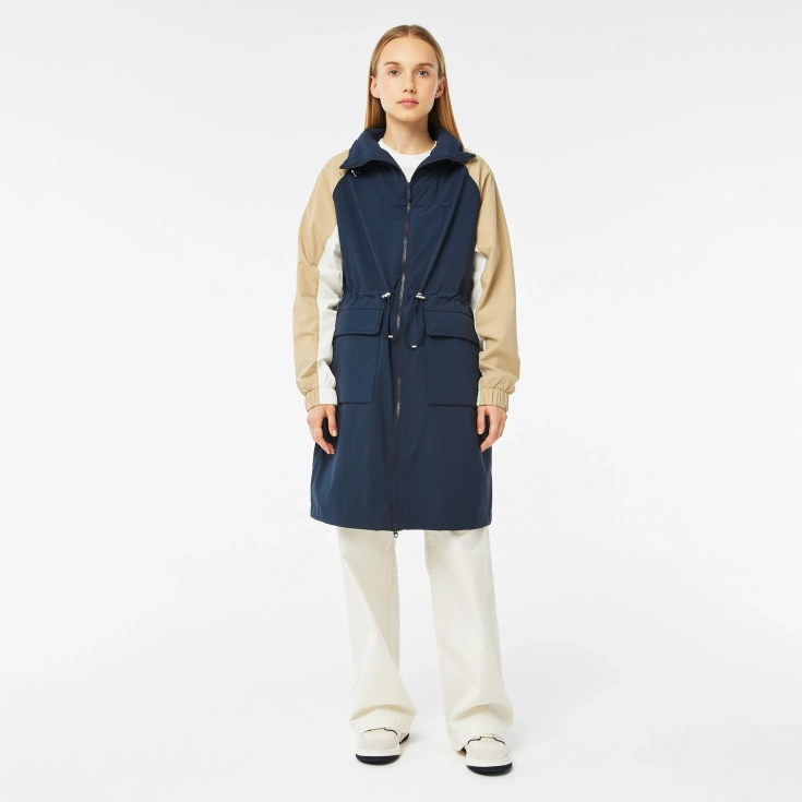 Женская двухцветная парка Lacoste с поясом