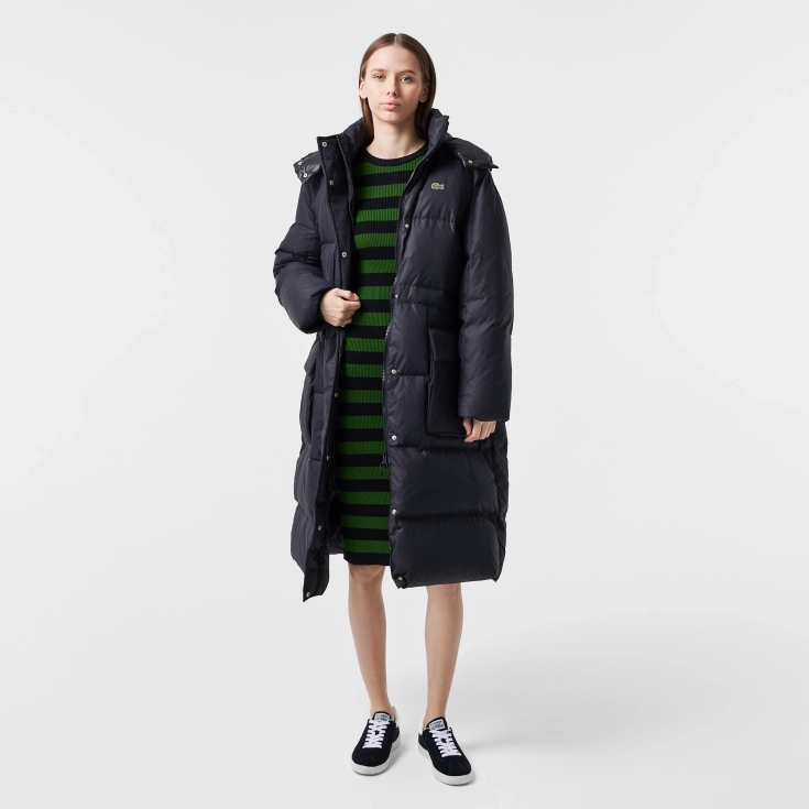 Женский длинный пуховик Lacoste Oversized с регулируемой талией