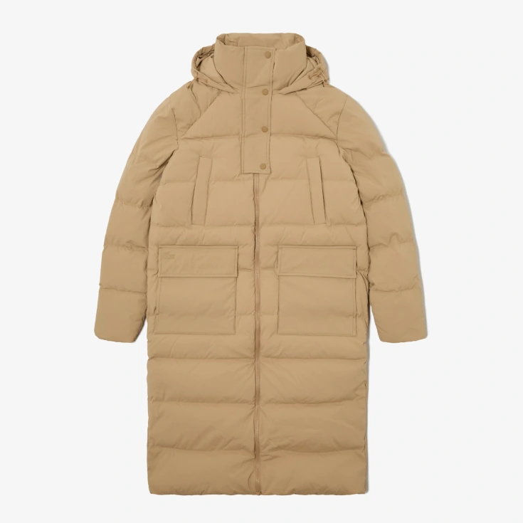 Женский длинный пуховик Lacoste с высоким воротом