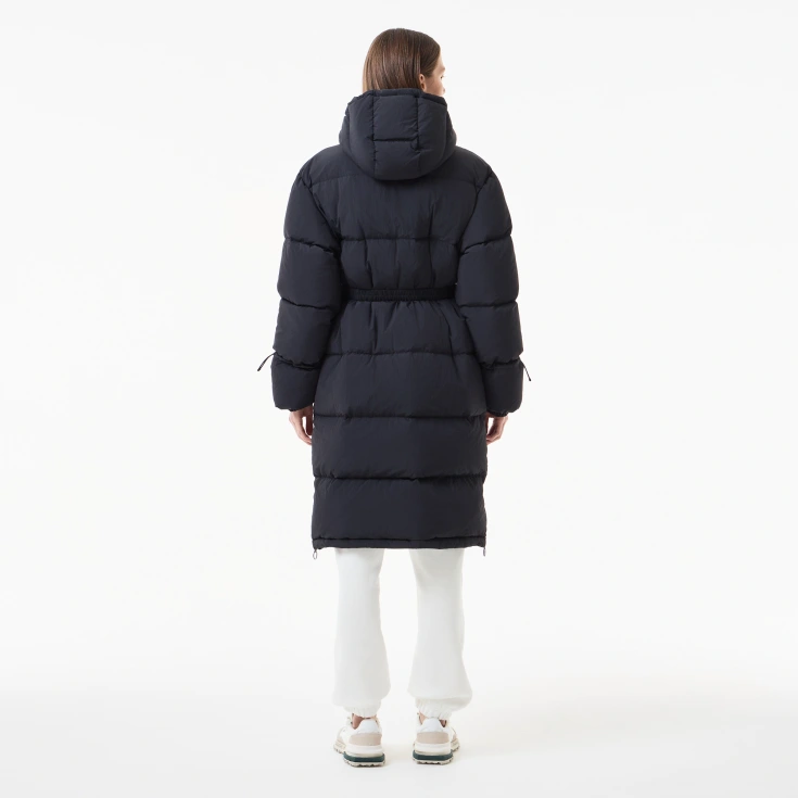 Женский длинный пуховик Lacoste с поясом