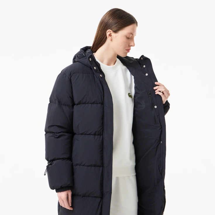 Женский длинный пуховик Lacoste с поясом