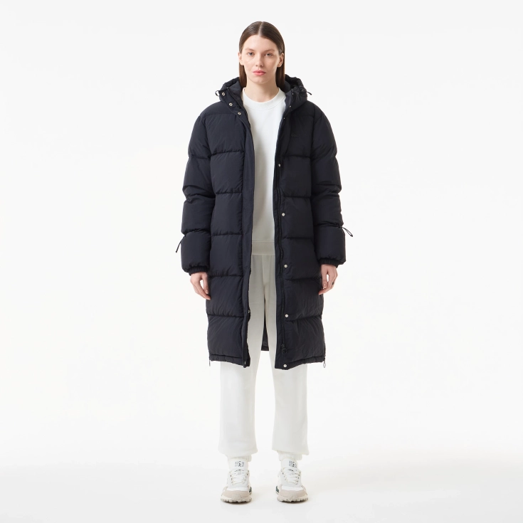 Женский длинный пуховик Lacoste с поясом
