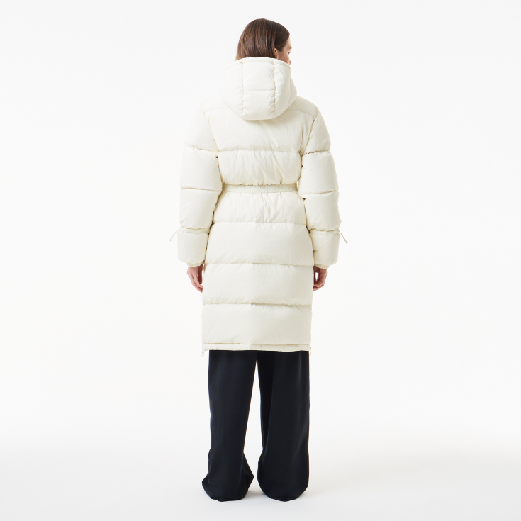 Женский длинный пуховик Lacoste с поясом
