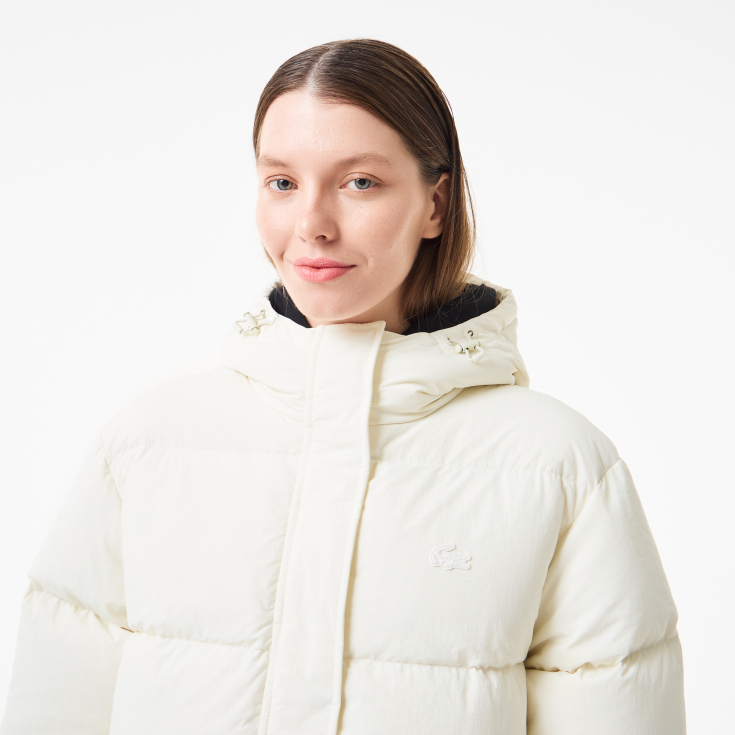 Женский длинный пуховик Lacoste с поясом