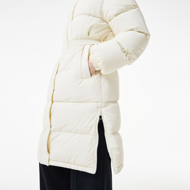 Женский длинный пуховик Lacoste с поясом