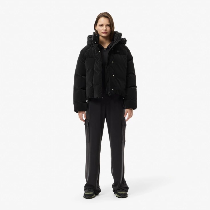 Женская укороченная куртка Lacoste с капюшоном