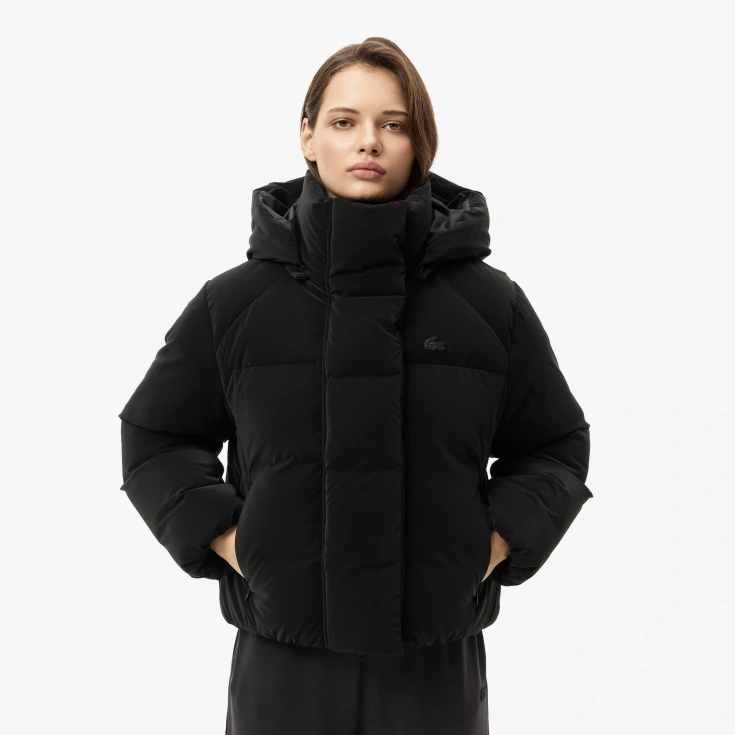 Женская укороченная куртка Lacoste с капюшоном