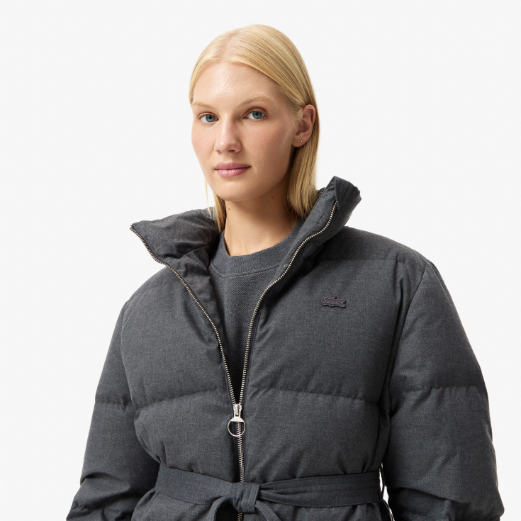 Женская парка Lacoste с воротом и поясом