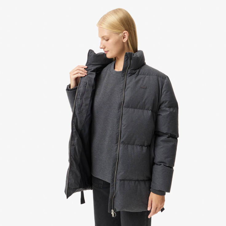 Женская парка Lacoste с воротом и поясом