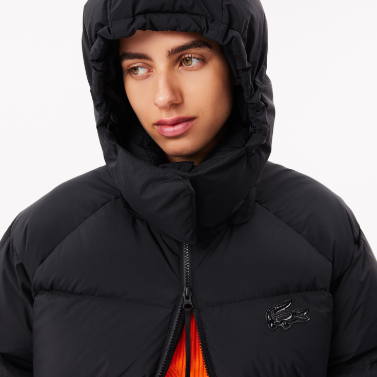 Женский длинный пуховик Lacoste с капюшоном