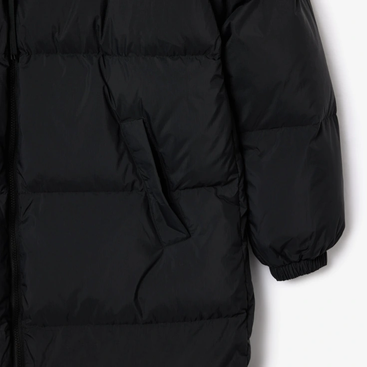 Женский длинный пуховик Lacoste с капюшоном