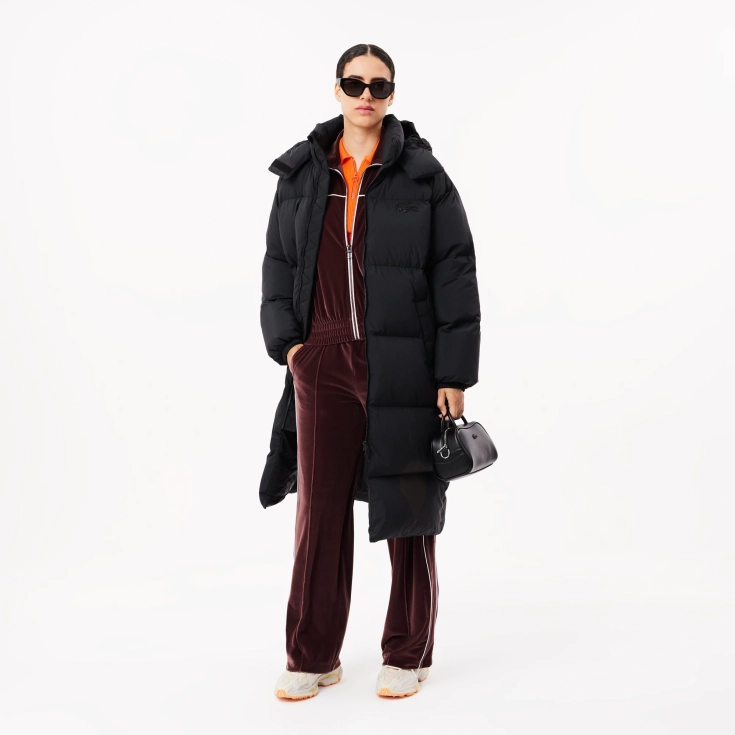Женский длинный пуховик Lacoste с капюшоном