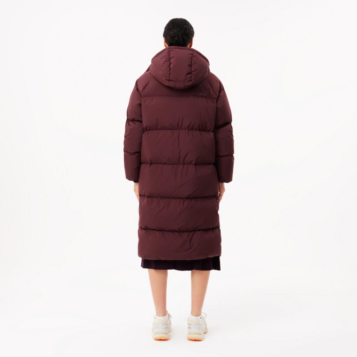Женский длинный пуховик Lacoste с капюшоном