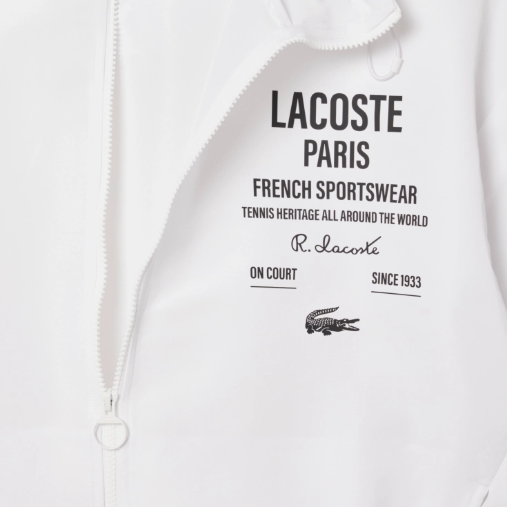 Женская укороченная куртка Lacoste на молнии с капюшоном