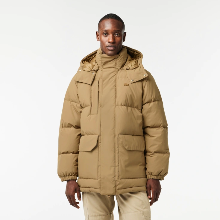 Мужской водонепронецаемый пуховик Lacoste с капюшоном