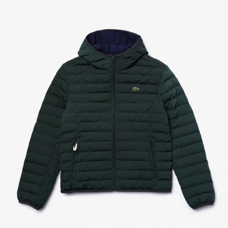 Мужская легкая складная водоотталкивающая куртка-пуховик Lacoste с капюшоном