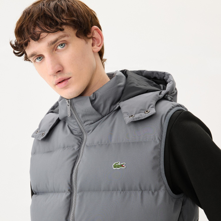 Мужской утеплённый жилет Lacoste с капюшоном
