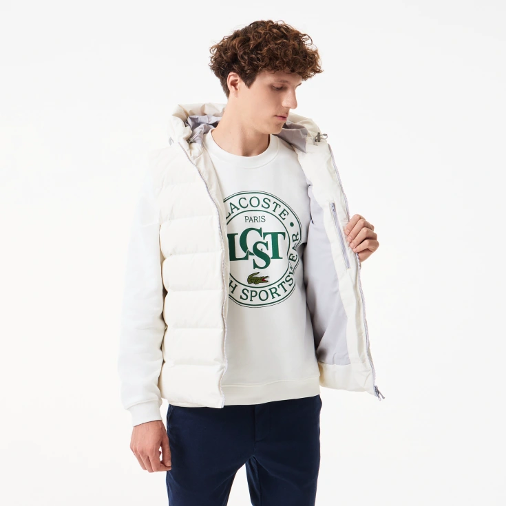 Мужской утеплённый стёганый жилет Lacoste с капюшоном
