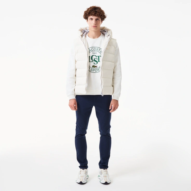 Мужской утеплённый стёганый жилет Lacoste с капюшоном