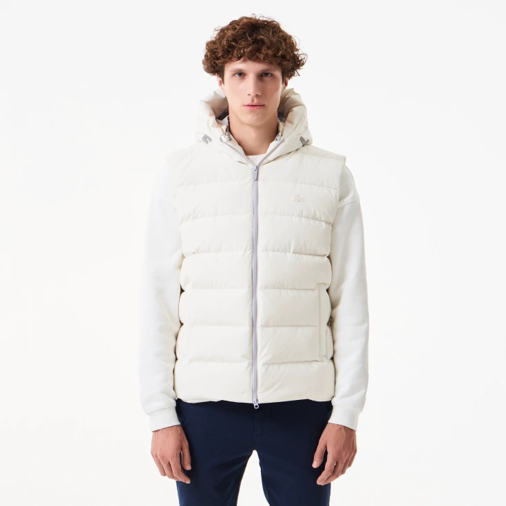 Мужской утеплённый стёганый жилет Lacoste с капюшоном