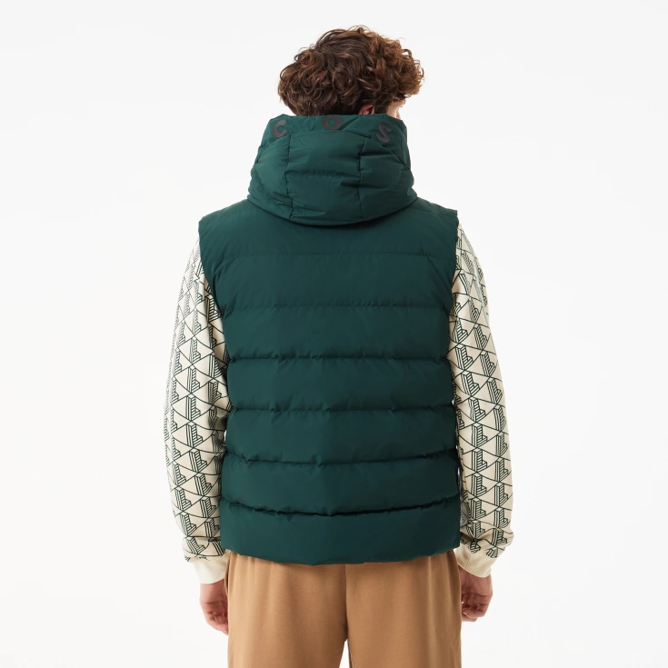 Мужской утеплённый стёганый жилет Lacoste с капюшоном