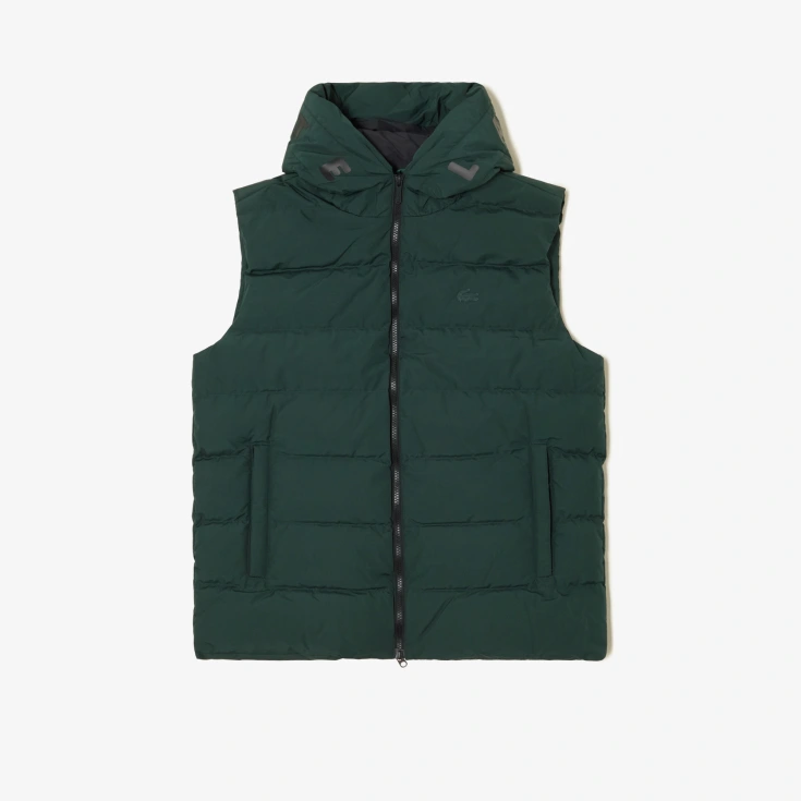 Мужской утеплённый стёганый жилет Lacoste с капюшоном